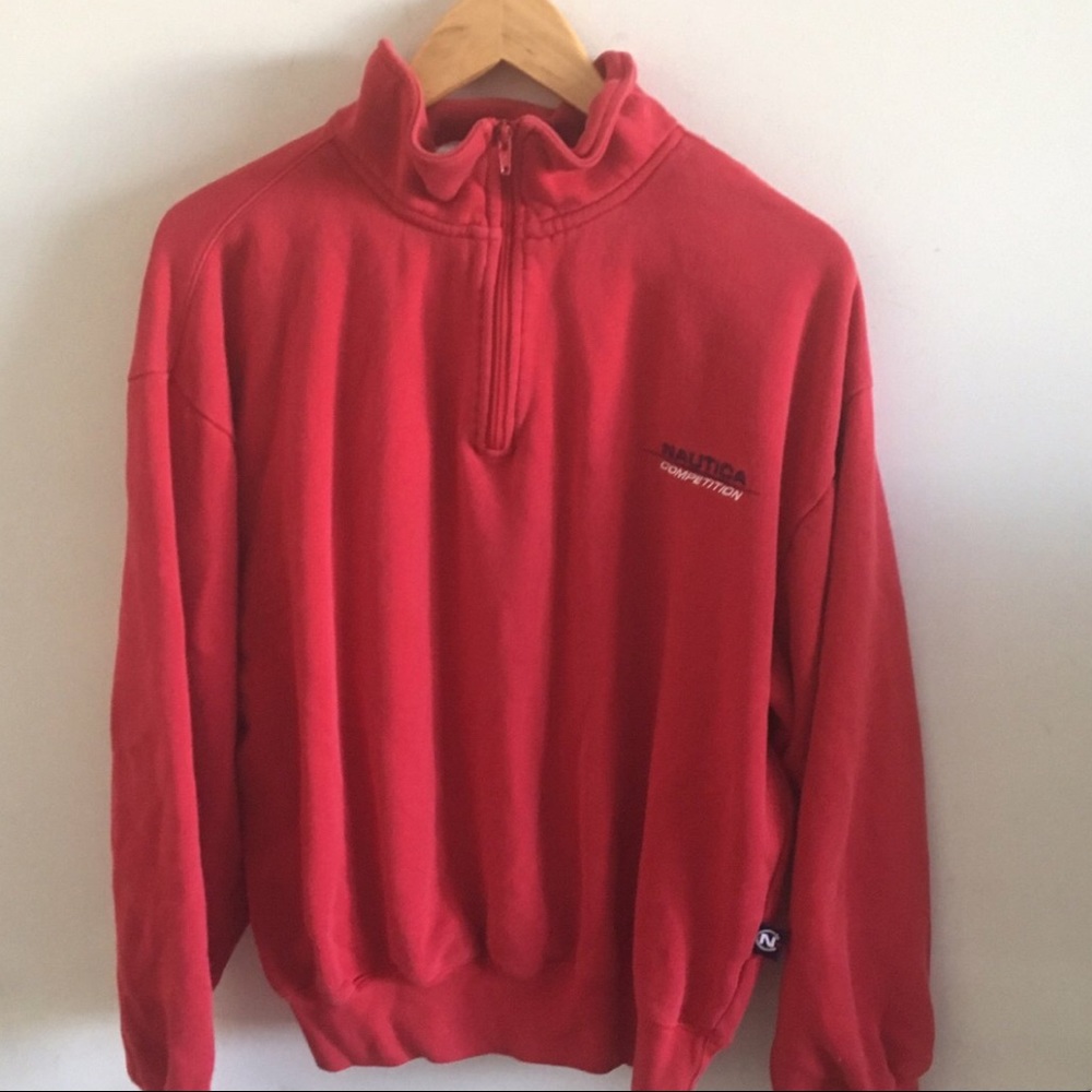 red NAUTICA COMPETITION quarter zip up sweater
